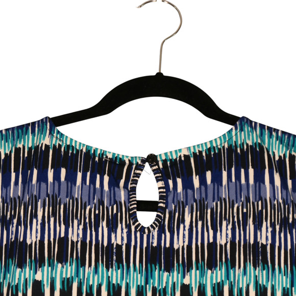 Carolyn Taylor Tunic Blouse Womens 3X Blue Green Attached Necklace Career Top - Picture 5 of 10